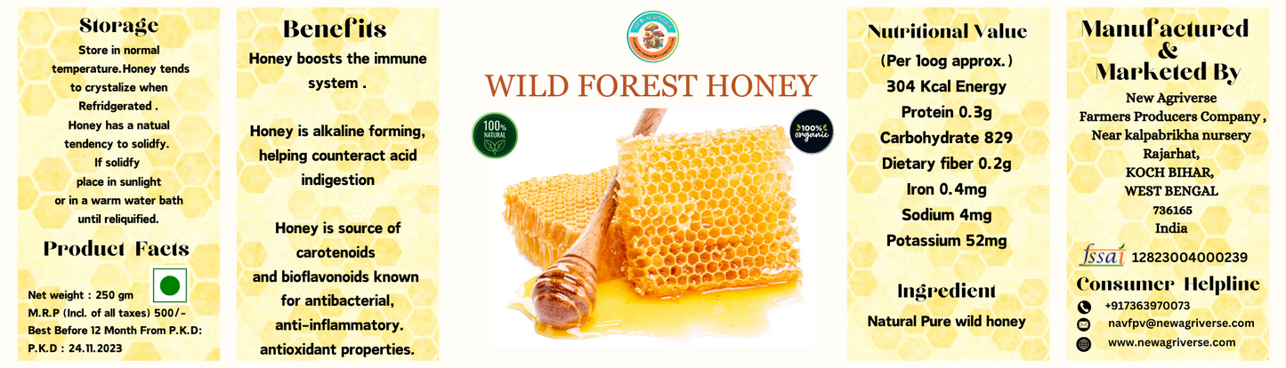 Wild Forest Honey - 100% Pure and Natural 250 gm
