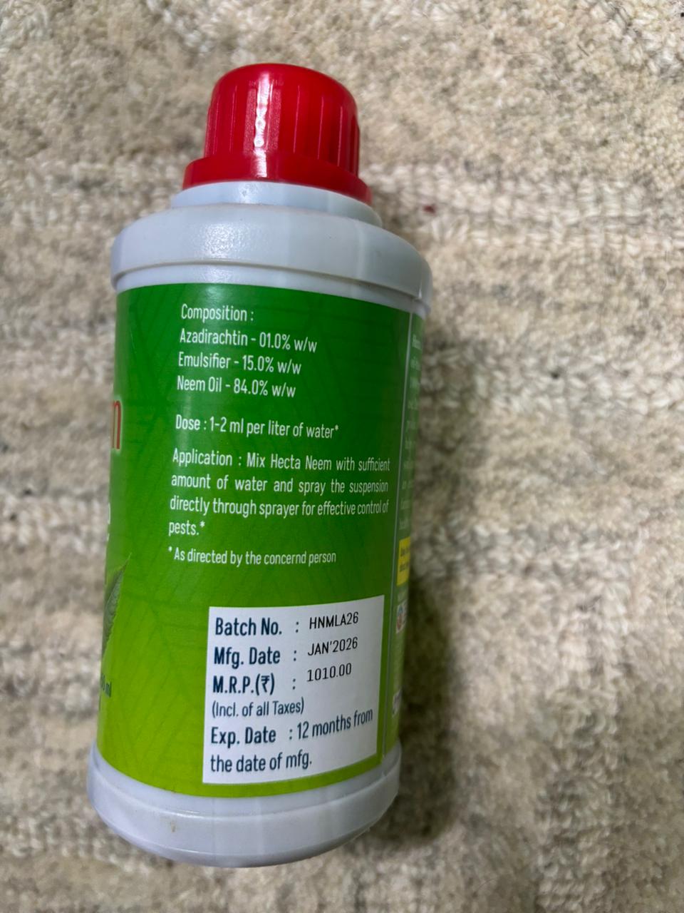Hecta Neem – Organic Neem Oil (Azadirachtin 10,000 ppm)